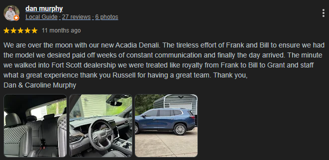 Briggs GMC of Fort Scott - Google Review 1